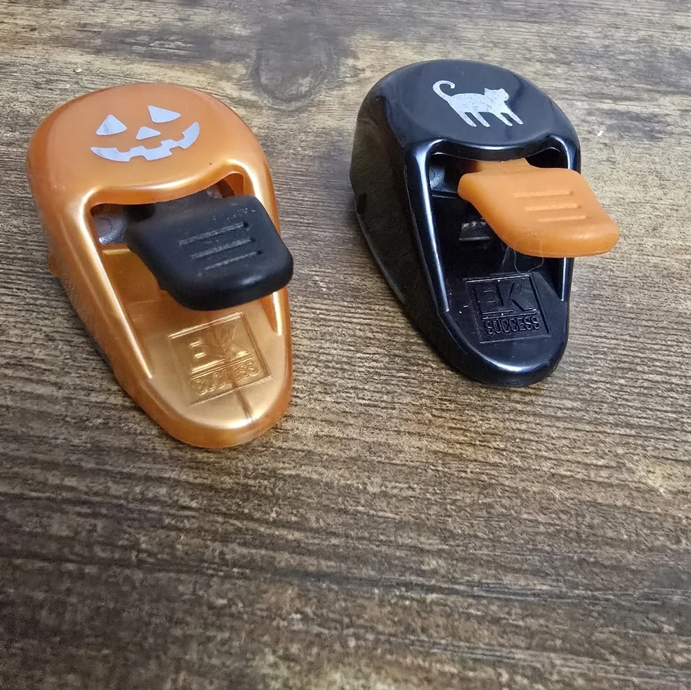 2 Halloween Themed Paper Cutters, Pumpkin And Cat